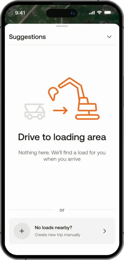 Ditio Flow driver app on mobile guiding the driver to the loading area