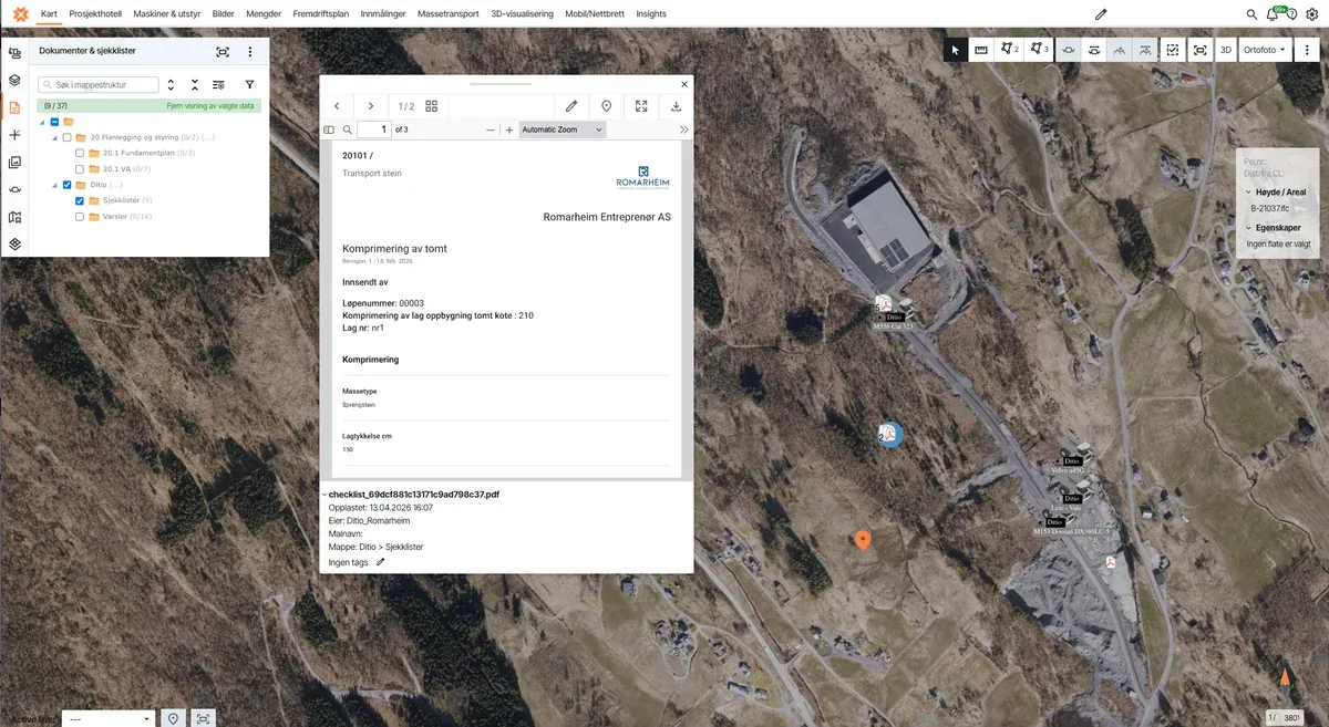 Infrakit prosjektplattform – sanntidsdata fra Ditio visualisert i kart