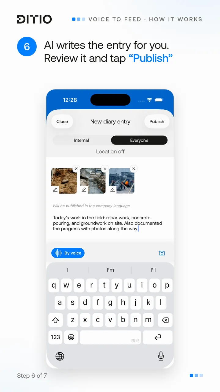 Voice to Feed – controlla il contenuto prima della pubblicazione (passo 6)