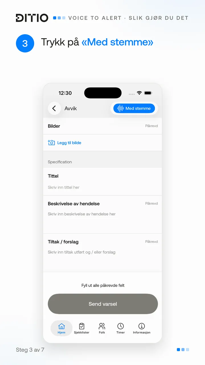 Voice to Alert – AI fyller ut beskrivelsen (steg 3)